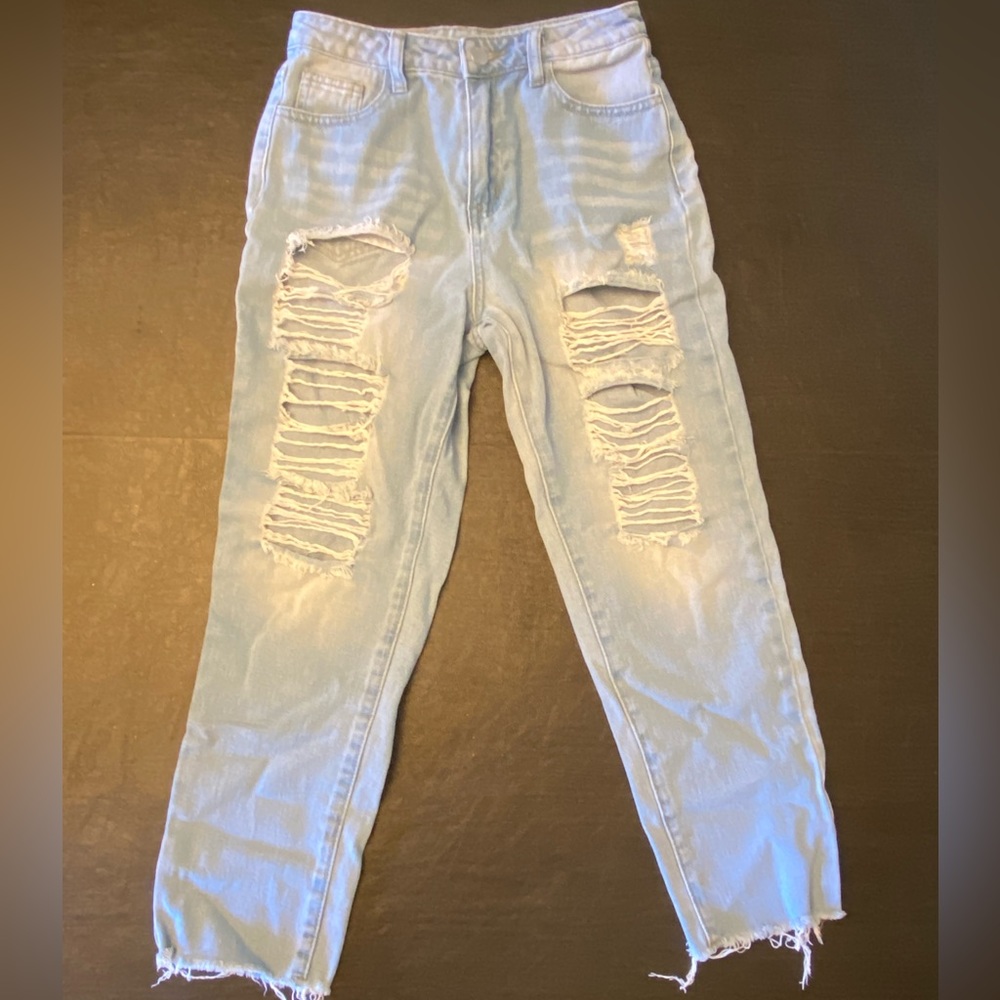 SHEIN Light Blue Ripped Jeans